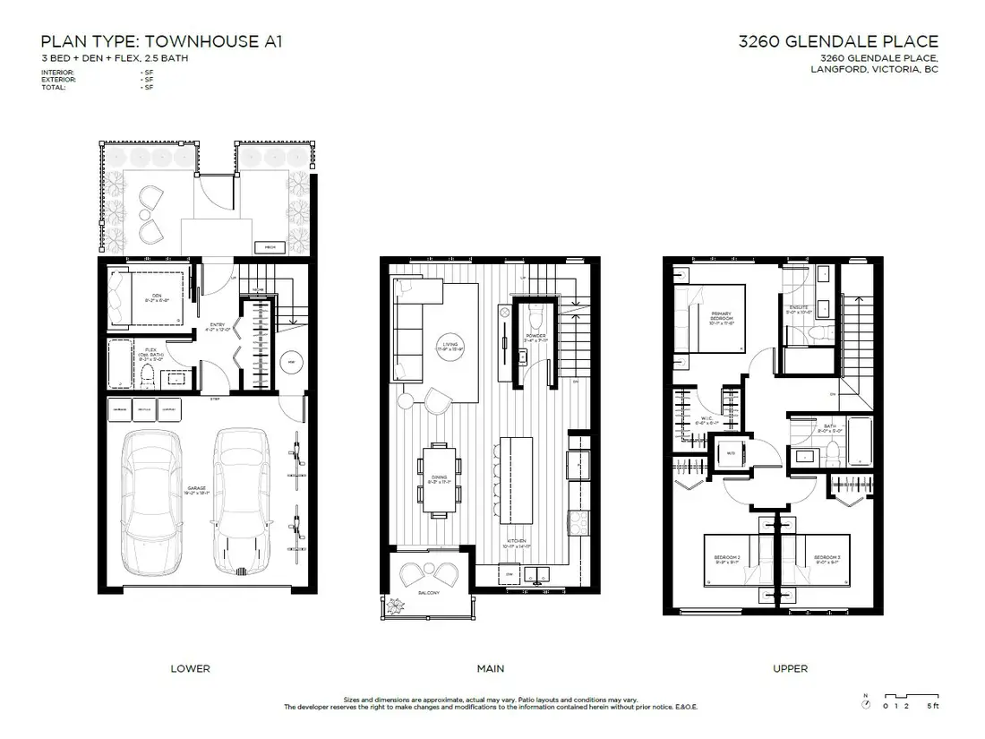Sanitized marketing floorplan, Townhouse A1 at 3260 Glendale Place